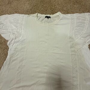 Elegant lane Bryant plus size  White Lace Trim Top